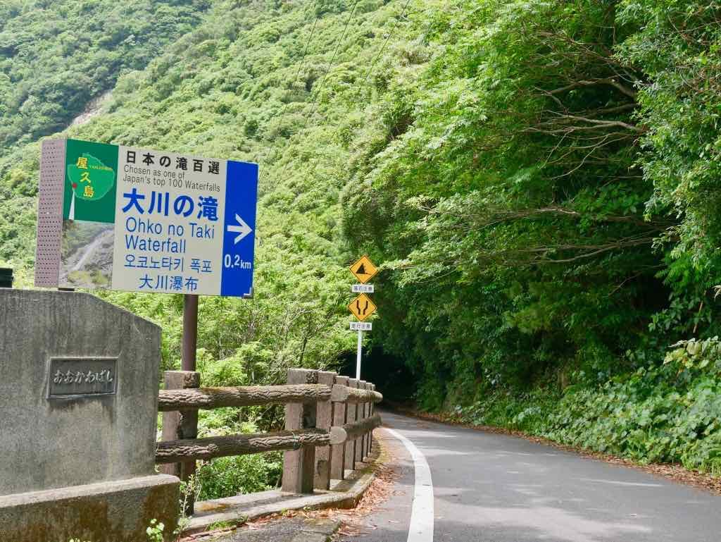 屋久島 大川の滝へ曲がるポイント 看板